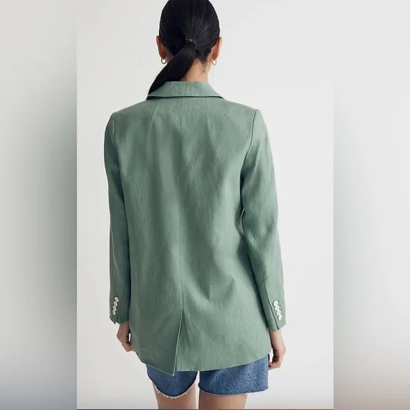 Madewell | The Larsen Blazer 100% Linen In Trellis Green Size S New - Picture 2 of 8